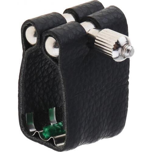 Durable Leather Ligature Alto Sax Mouthpiece Clip with Metal Pad for Alto Saxophone