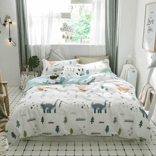 Dinosaur Sheet Pillowcase Duvet Cover Bedding Set Cotton Kids Teens Bedlinen Double Queen Single Full Size