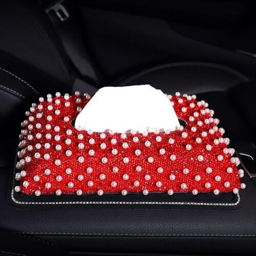 Crystal Car Tissue Box Luxury PU Leather Auto Paper Box Holder Cover Case Tray for Home Office Automotive New