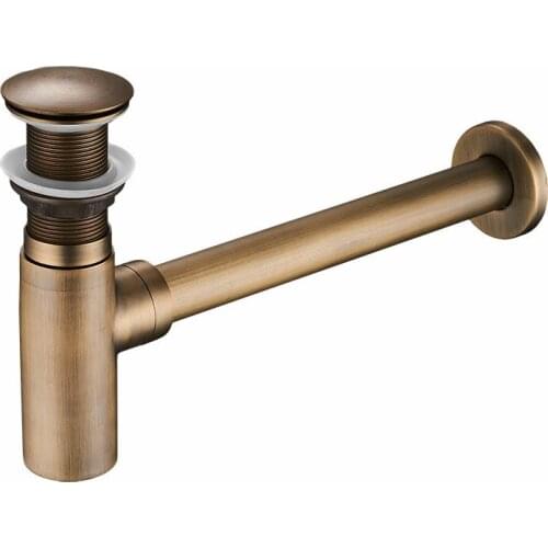 Luxury Bottle Trap Brass Round Siphon Oil Rubbed Bronze Black P-TRAP Bathroom Vanity Basin Pipe Waste With Pop Up Drain WF-6920