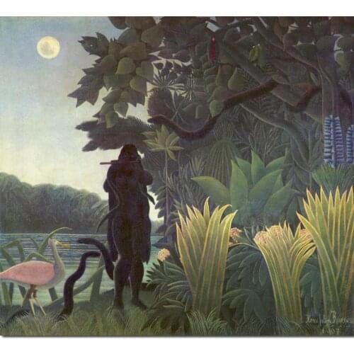 Hand Painted Canvas Artwork For Home Decor Henri Rousseau Paintings The Snake Charmer Modern Landscapes Art Oil Pictures Wall