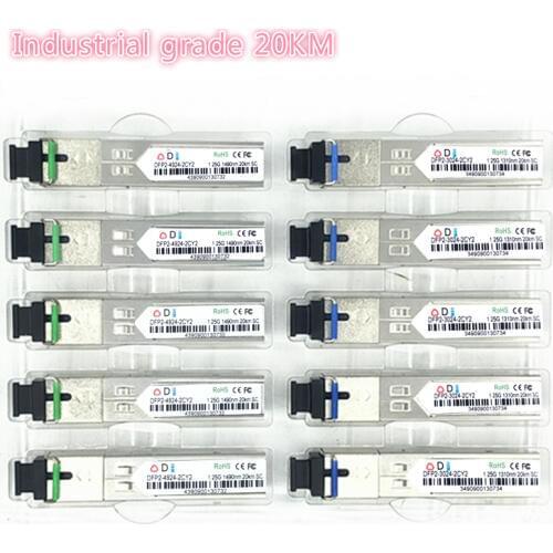 SC SFP Fiber optic module Industrial grade -40~+80 Celsius 1.25G20KM 1310/1550nm Single-SFP compatible optical module 5pairs