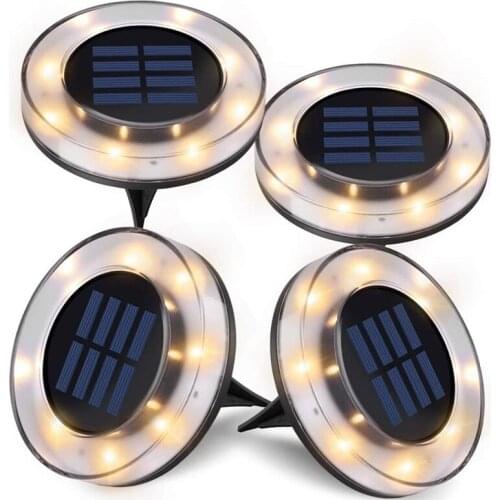 12 LED Outdoor Solar Ground Light Solar In-Ground Deck Light Upgrade Solar Disk Lights For Landscape Lawn Garden Patio Driveway