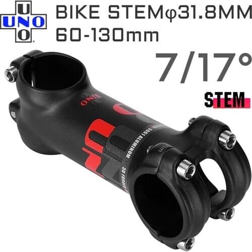 UNO Bicycle Stem MTB Bike Stem Kalloy Ultralight -7 17 degree 31.8mm 60/70/80/90/100/110/120/130mm king alloy Road Red UNO Stems