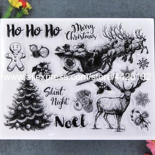 Merry Christmas Tree Santa Noel Deer Snowflake Scrapbook photo cards rubber stamp clear stamp transparent stamp 20011119