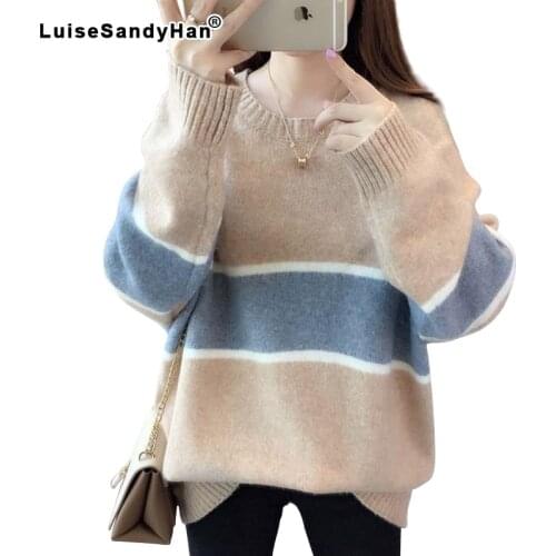 Core yarn spring Korean sweater womens head loose sweet student net red sweater lazy wind office lady