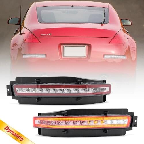 For Nissan 350Z 2003-2009 Led Rear Fog Braking Light Backup Revering Lights Dynamic Amber Turn Signal Brake Lamp