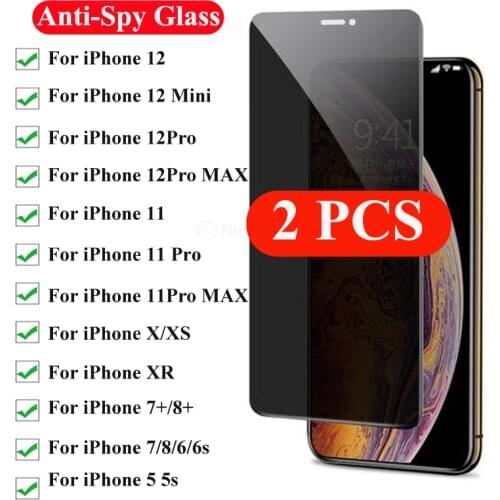 Privacy Tempered Glass For iPhone XR XS MAX Anti spy Glass For iPhone 12 pro max 5 6 7 8 Plus Screen Protector Anti Glare 11 Pro