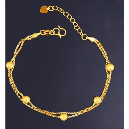New Round Beads Gold Womens Charm Chain Bracelet Bohemian Couple Fashion Wedding Party Holiday Luxury Jewelry Gifts Wholesale