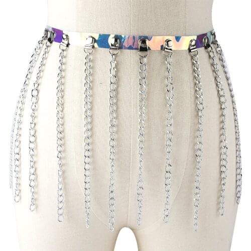 Fashion Punk metal tassel waist chain belt for women leather waist corset dress shirt waistband Night bar decorative Accessories