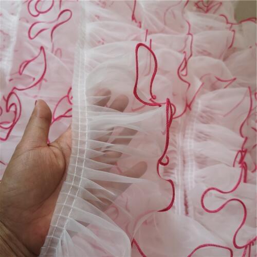 1 Meter Soft Organza Ruffled Lace Trim Fungus Pleated Lace Trim Hair Wedding Dress DIY Dolls Accessories About 12cm Wide