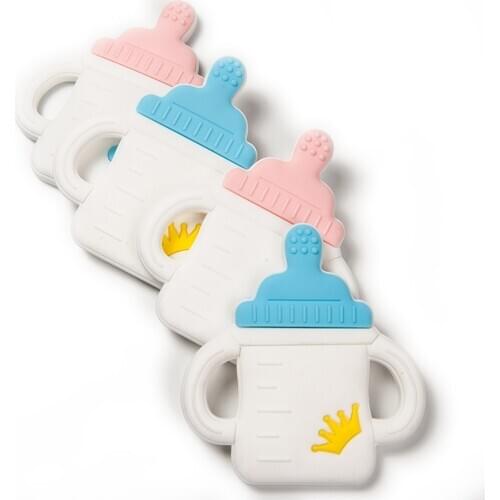 Cute-Idea 1pc Silicone Beads Baby bottle Teether Chewing Soft Pacifier Teething DIY Handmade Pendants Chain Baby Products