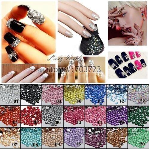 1000 pcs 3mm SS12 Resin Round Rhinestone Flatback Rhinestones 14 Facets DIY Nail Art Decoration Beads Color Choice N01-N22