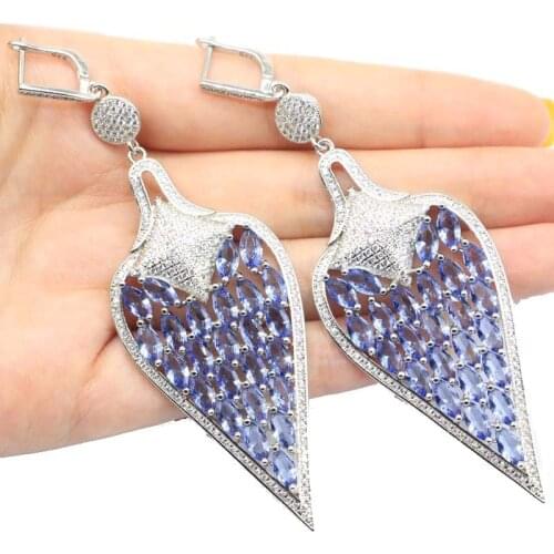 27x17mm Highly Recommend Jewelry Set For Women Real Green Emerald Bright Zircon Bride Wedding Silver Color Earrings Pendant