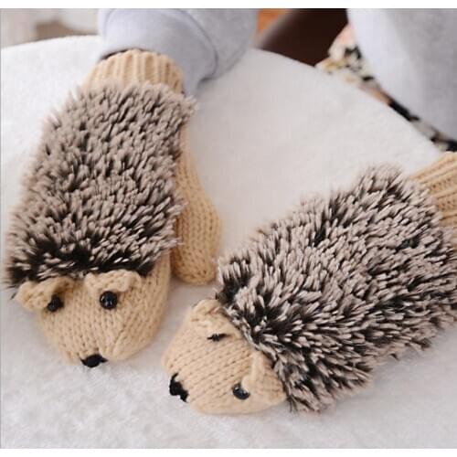 20pairs/lot warm cute animal knitted hedgehog gloves