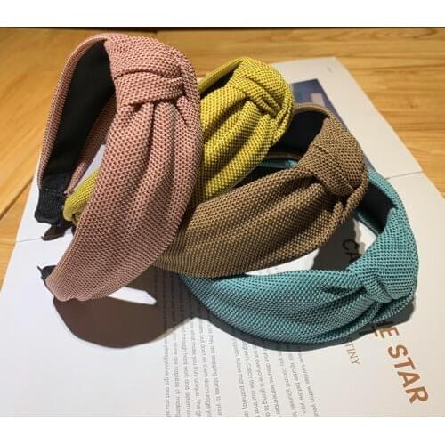 40pcs/lot DIY Simple Multi Fabrics Retro Tie Knot Head Bands Pure Colore Knitting HeadBands Hair Styling Tools Accessory HA1574