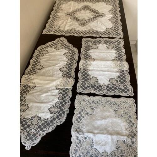 5 Parça Fransız Dantelli Kadife Salon Takımı