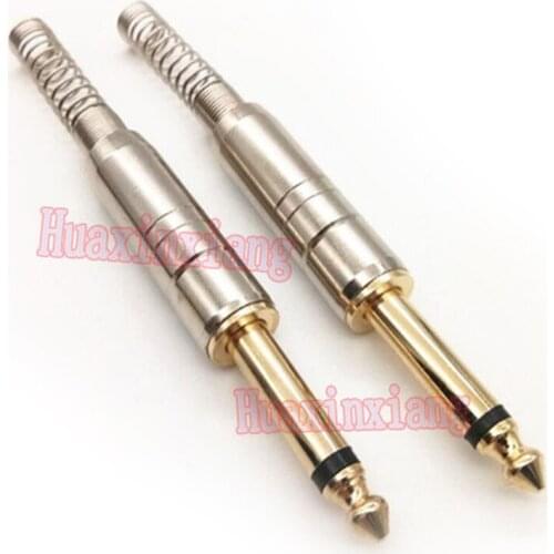 5PCS/Lot 6.35mm 6.5mm Mono Audio Male Jack/Plug Connector With Spring For Amplifier microphone KTV