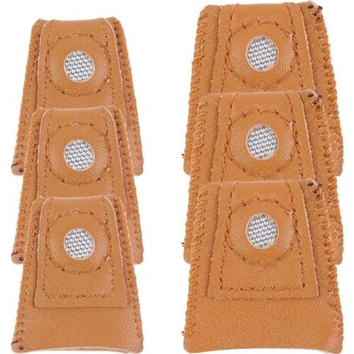 6 Pack Sewing Leather Thimble Finger Protector Tool for Knitting Quilting,Pin Pads,Needles Partner Needlework Accessory