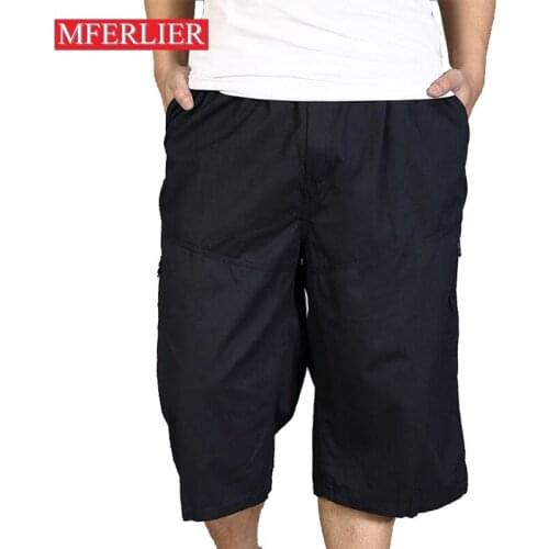 Summer men pants 6XL waist 140cm 5XL Plus size calf-length pants men 4 colors