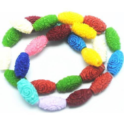 50pcs charms carving flower beads accessories multi colors mix spacer jewelry fittings size 9x16mm