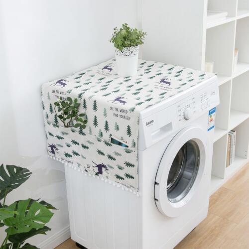 2019 Washing Machine Cover Sun Protection Coat European Style Cotton Linen Washing Machine Dustproof Cover Household Accessories
