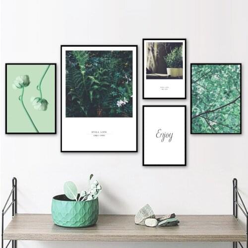 Plant Decoration Painting Green Fern Green Leaf Branches Home Decoration Study Bookstore Decoration Painting Potted Plant Wall