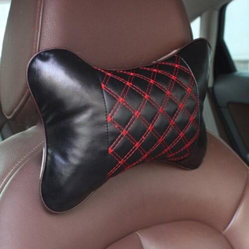 PU Leather Pillow Support Elasticity 28*18*9cm Accessory Black+Red Line