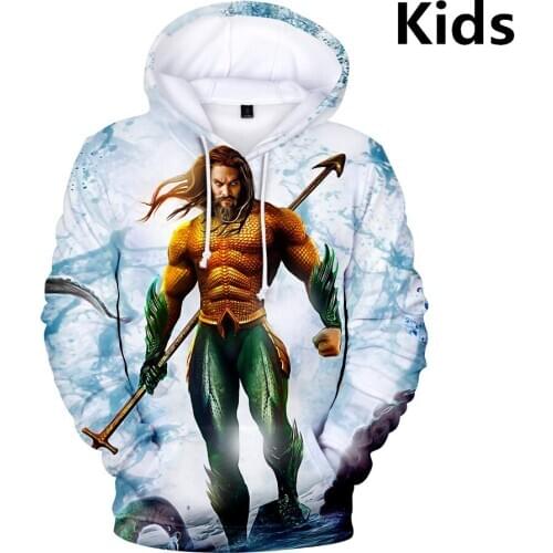 3 To 14 Years Kids Hoodies Movie Aquaman 3D full print Hoodie Sweatshirt Boys Girls Harajuku Cartoon Jacket Children Clothes