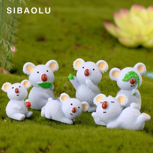 Koala Bear Brothers Figures animal Model Miniature figurine wedding decoration doll fairy garden statue Home Gift Moss garden