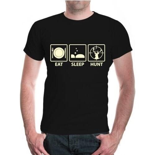 Unisex Kurzarm T-Shirt Eat Sleep Hunt Jagd essen schlafen Hirsch