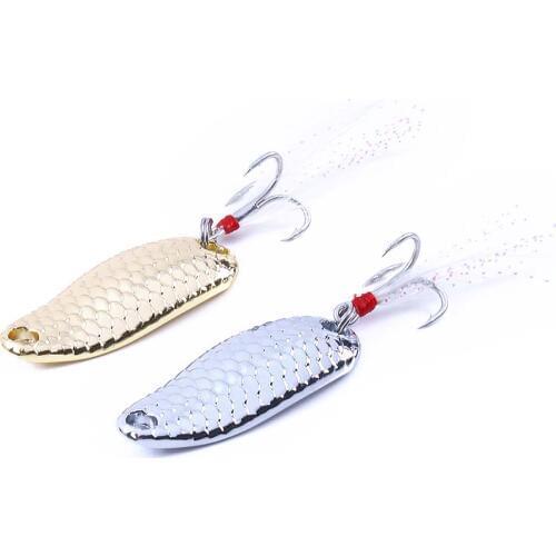 HENGJIA 1Pcs/lot 13g 4.5cm Sequined Silver/Gold Spoon Lure For Fishing Baits Sea Lures Tool Wobblers Spinner