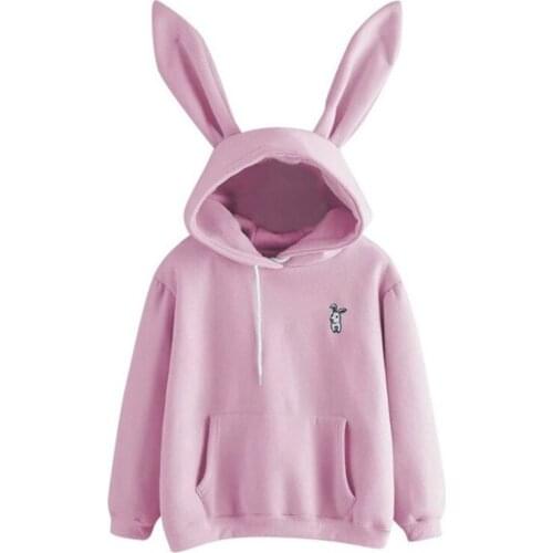 Hot New Women Hoodies Rabbit Ears Fashion Hoody Casual Solid Color Warm Sweatshirt Hoodies For Women Classic Clothes