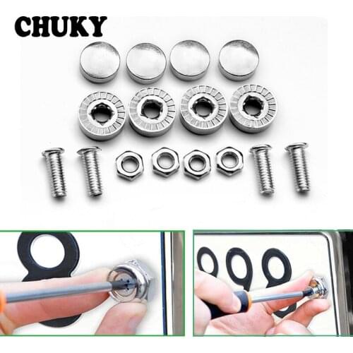 Stainless steel Car License Plate Bolts Frame Chrome Screws For Toyota FJ Cruiser RAV4 CROWN REIZ PRIUS COROLLA VIOS LAN