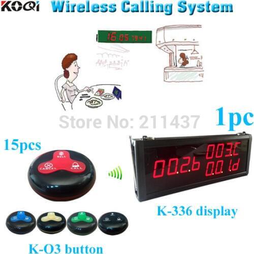 Remote Calling Waiter Buttons Service Calling System Waiter Paging Bell For Restaurants (1 display panels and 15 bell )