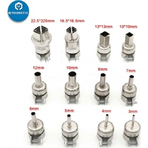 12pcs/lot Hot Air Gun Nozzles Heat Gun Nozzles Kit for 850 Series BGA Rework Station Soldering Repair Welding Tools