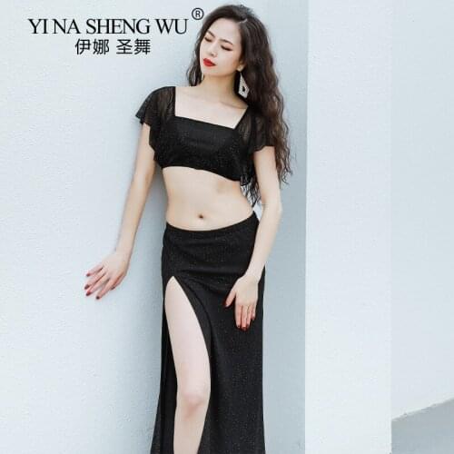 Belly Dance Set Mesh Top Split Long Skirt Eastern Practice Clothes Suit Female Adult Elegant Profession Performance Clothing New