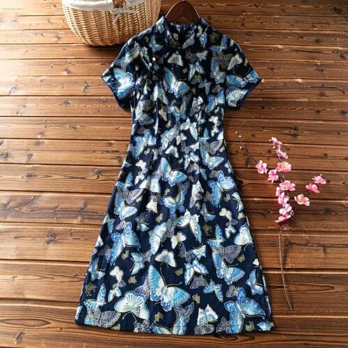 Summer cheongsam young girl butterfly Chinese style dress