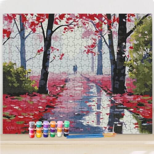RUOPOTY DIY Painting By Numbers Jigsaw Puzzle For Adults Forest Landscape Modern Home Wall Art Picture By Numbers For Diy Gift