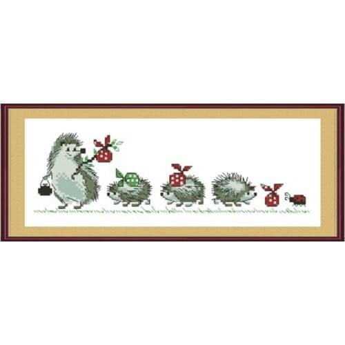 Home Decoration Painting Cute Cartoon Animal Hedgehog a Cross Stitch Kit 11ct Printed Cloth Chinese Embroidery Material Pack