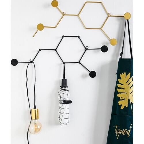 New Chemical Molecular Hook Iron Art Wall Decoration Light Luxury Wall Hanging Bedroom Room Hook Student Gift Prize and Decor