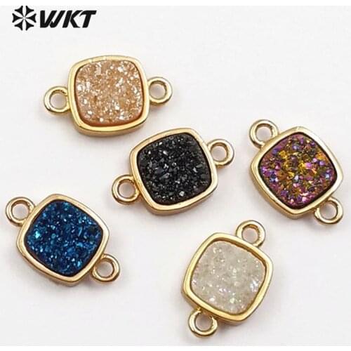 WT-C258 wholesale Natural Stone Jewelry New Arrival Square Shape Glittering Connector For Lady Decorate Top Fashion Elegant