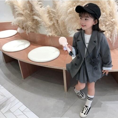 Girls' Autumn Formal Coat 2021 New British Style Single Breasted Temperament Coat Childrens Casual Cotton Coat