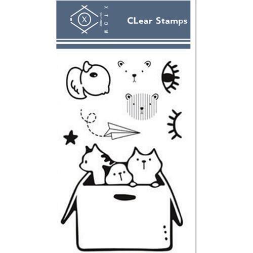 11*16cm cat box Transparent Clear Stamps / Silicone Seals Roller Stamp for DIY scrapbooking photo album/Card Making