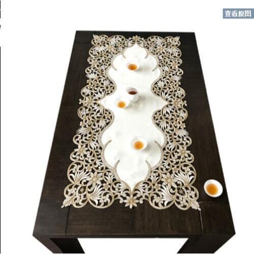 Rectangular Elegant Embroidery Table Runner Pastoral Fabric Tea tablecloth, Luxury Table mat table Cover for decoration