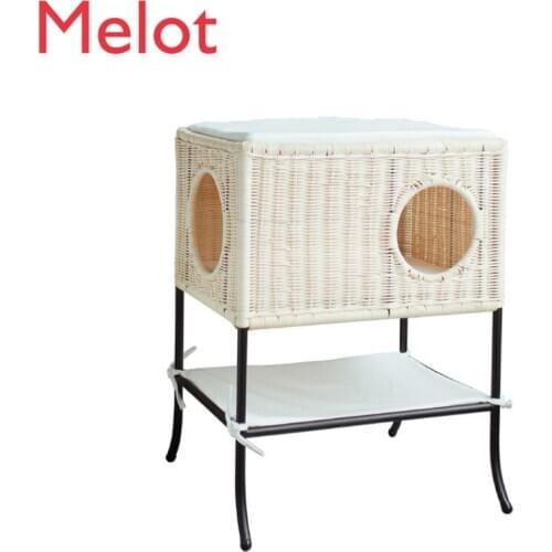 Rattan Cat Nest Four Seasons Universal Winter Cat Nest Cat Hammock Closed Removable and Washable Coffee Table Cat House