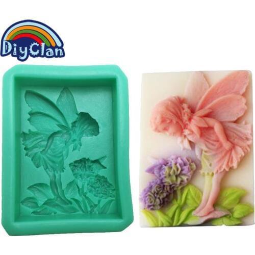 Flower Fairy Silicone Cake Mold for Candle Beautiful Fairy Angel Style Essential Oil Rectangle Soap Form Kitchen S0119TS