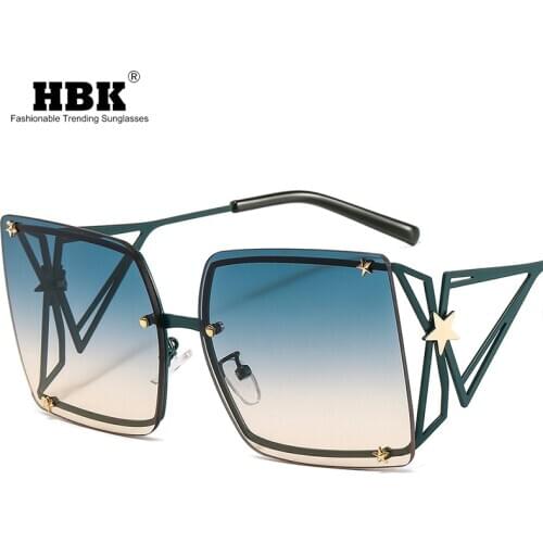 HBK 2021 New Design Big Frame Oversized Sunglasses Women Men Luxury Star Brand Trendy Sun Glasses Large Square Gradient Shades