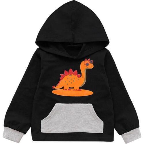Children Kids Sweatshirts Boys Comfort Soft Long Sleeve Dinosaur Personality Printing Hit Color Spring Autumn Hoodies