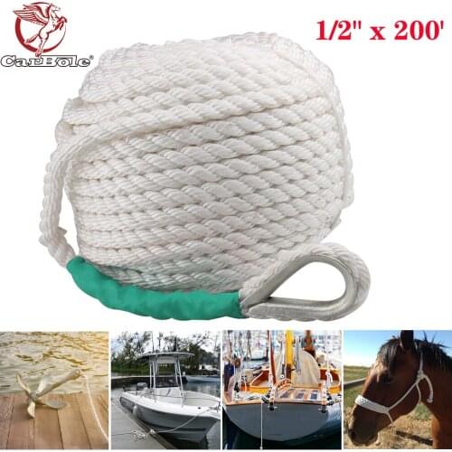 1/2 inch 200ft 1/2"x200' Top Twisted 3 Strand Nylon Anchor Rope Braided Dockline Boat Line 100% Nylon White